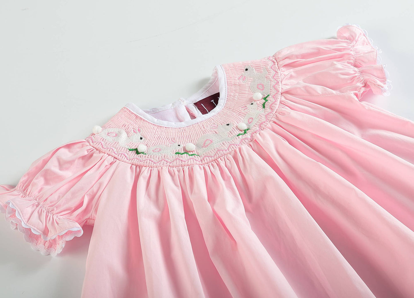 Pink Easter Bunny Smocked Bishop Dress