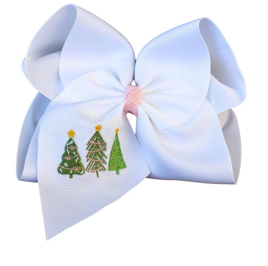 My Three Trees Embroidered Hair Bow