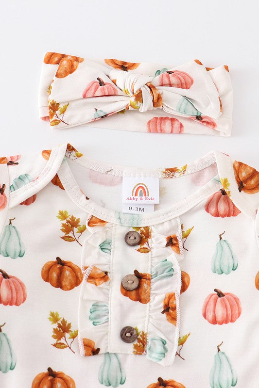 Pumpkin Print Knotted Onesie