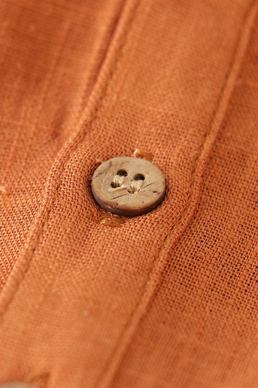 Chesnut Button Up Linen Top