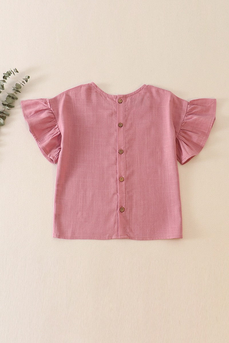 Ruffle Sleeve Linen Top