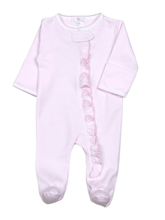 Pink Tiny Stripe Pima Footie