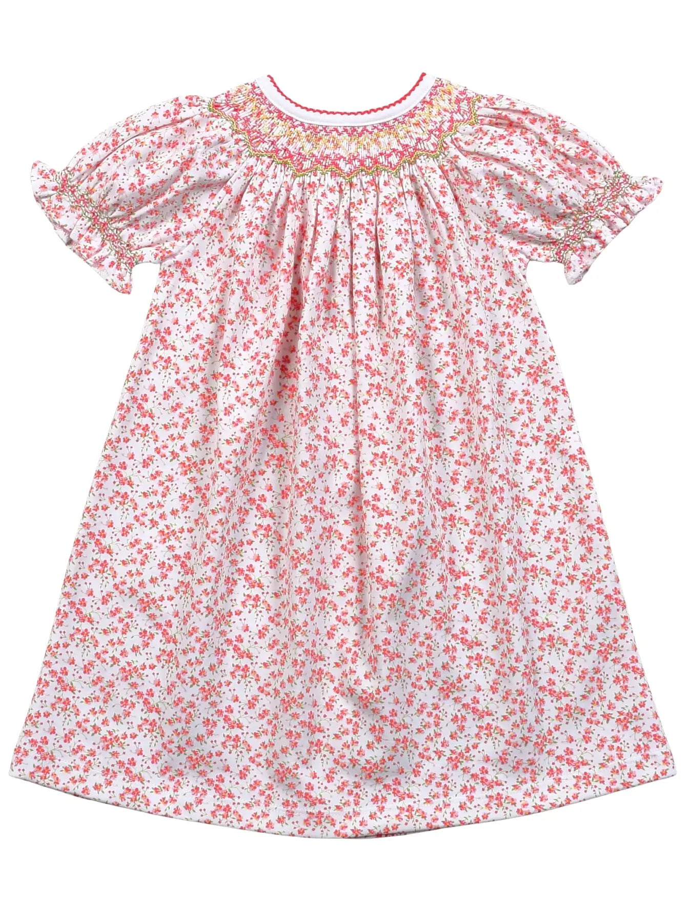 Floral Pima Hand Smocked Bishop Dress