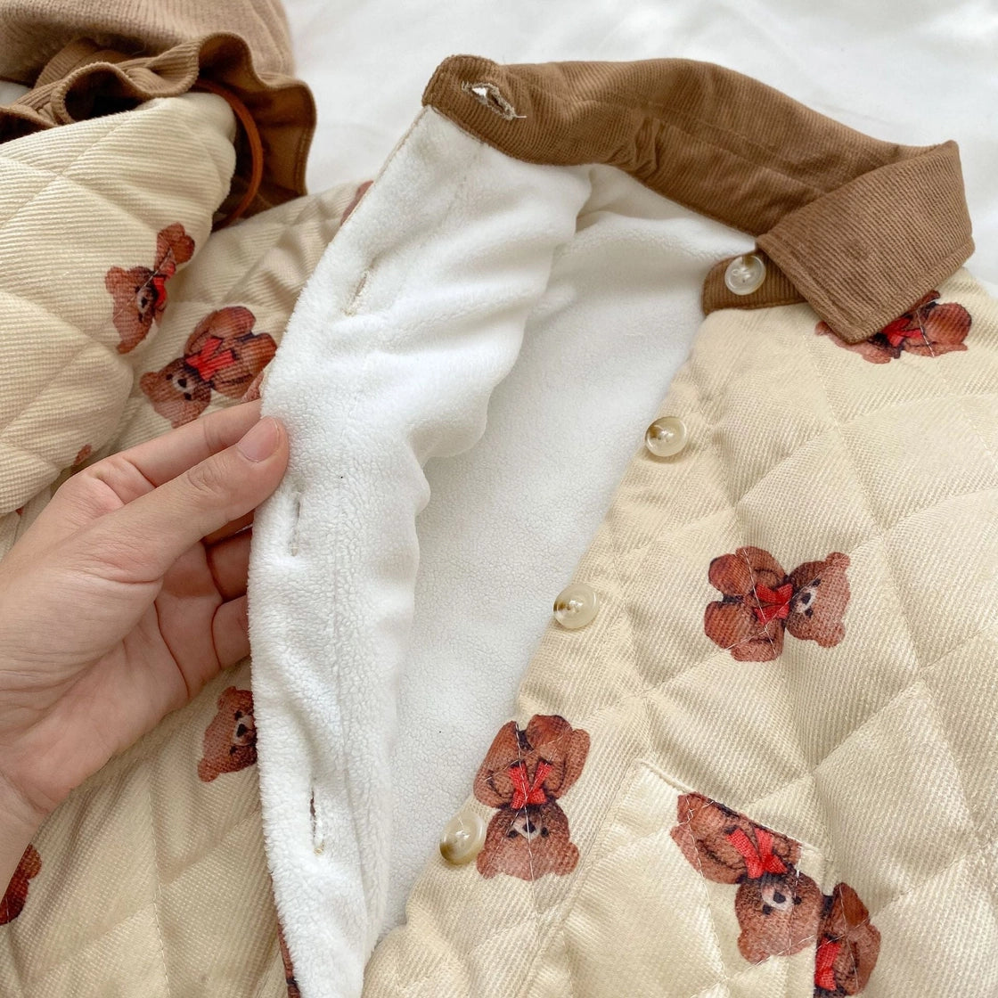 Bear Quilted Warm Long Sleeve Onesie