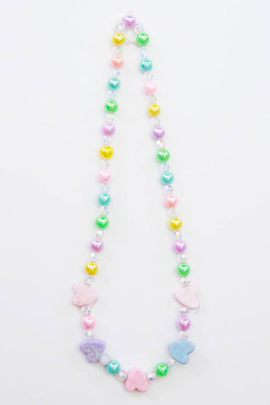 Pastel Glitter Heart Necklace