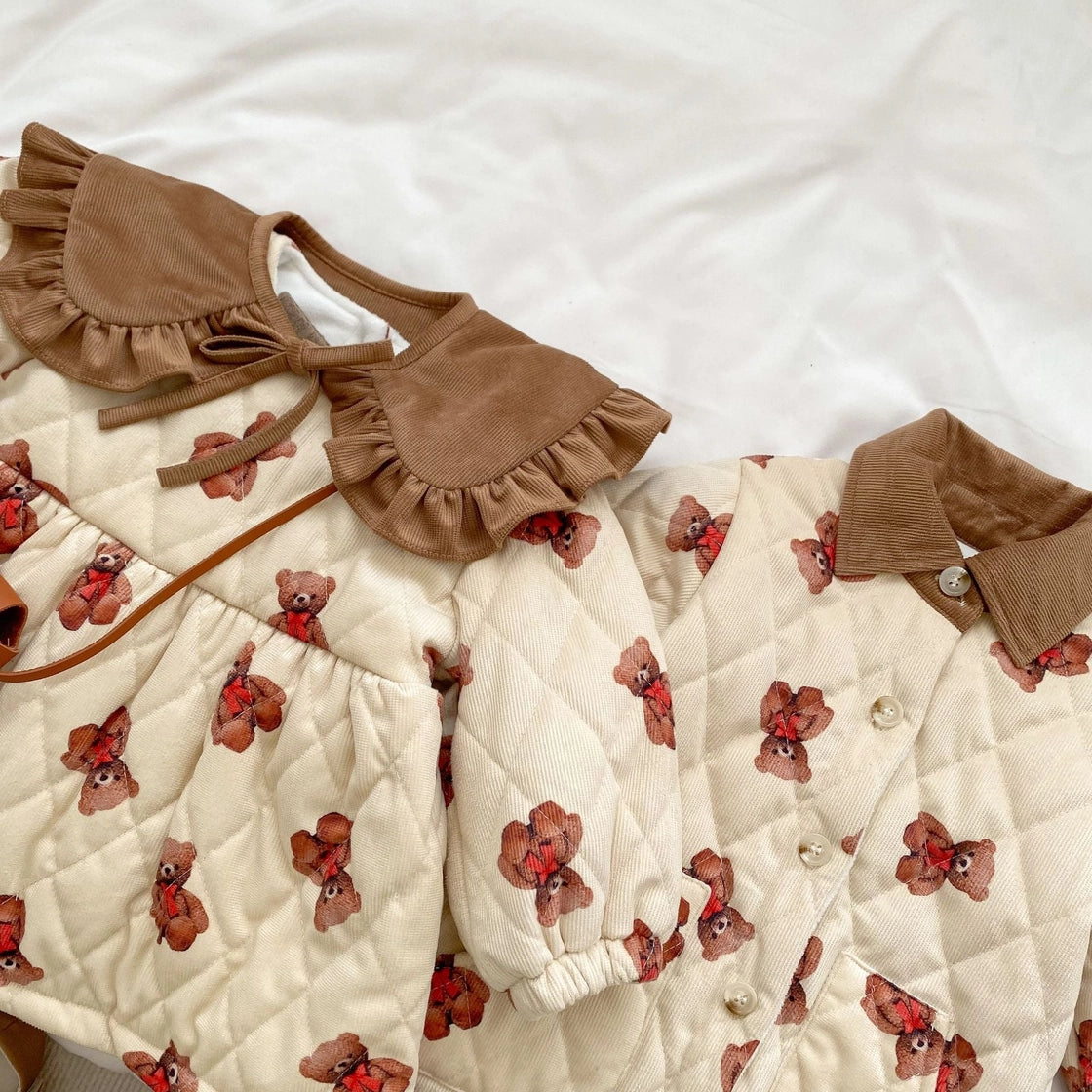 Bear Quilted Warm Long Sleeve Onesie