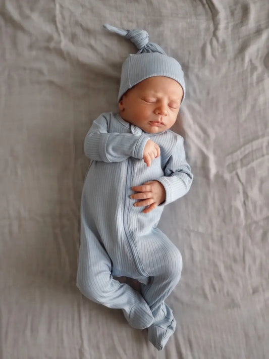 Organic Dusty Blue Zip Footie