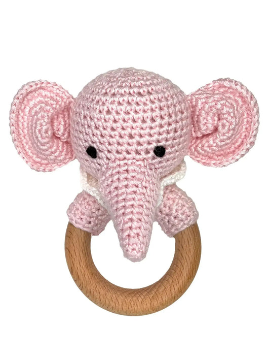 Organic Crochet Elephant Rattle/Teether