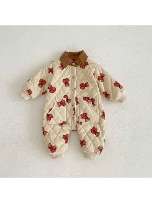 Bear Quilted Warm Long Sleeve Onesie