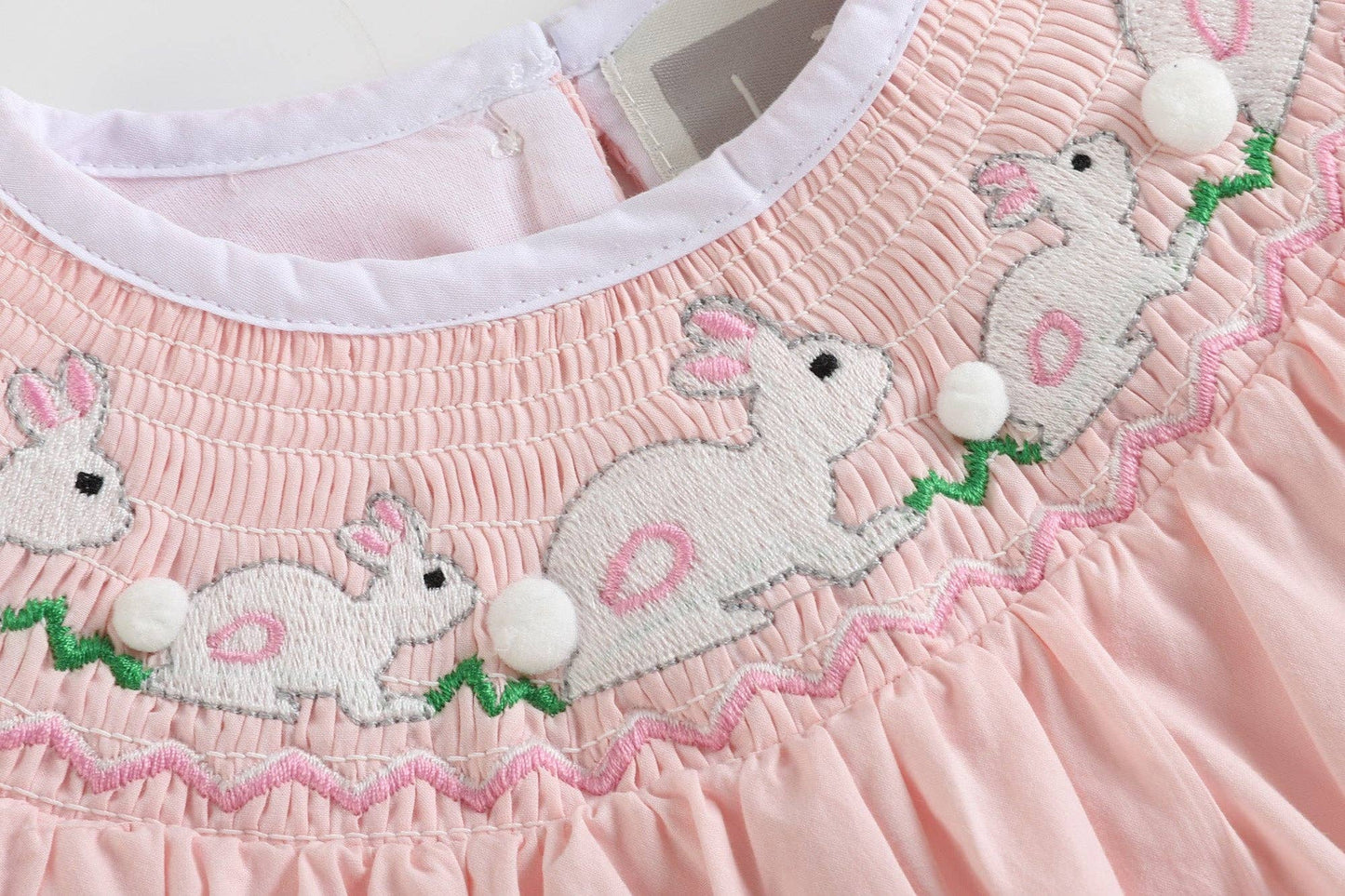 Pink Bunnies Smocked Flutter Romper