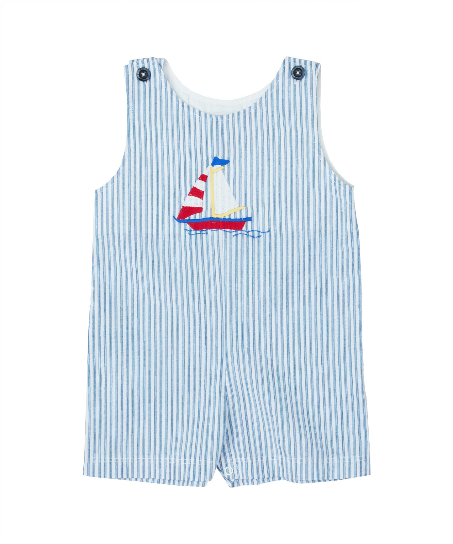 Stripe Embroidered Boat Romper