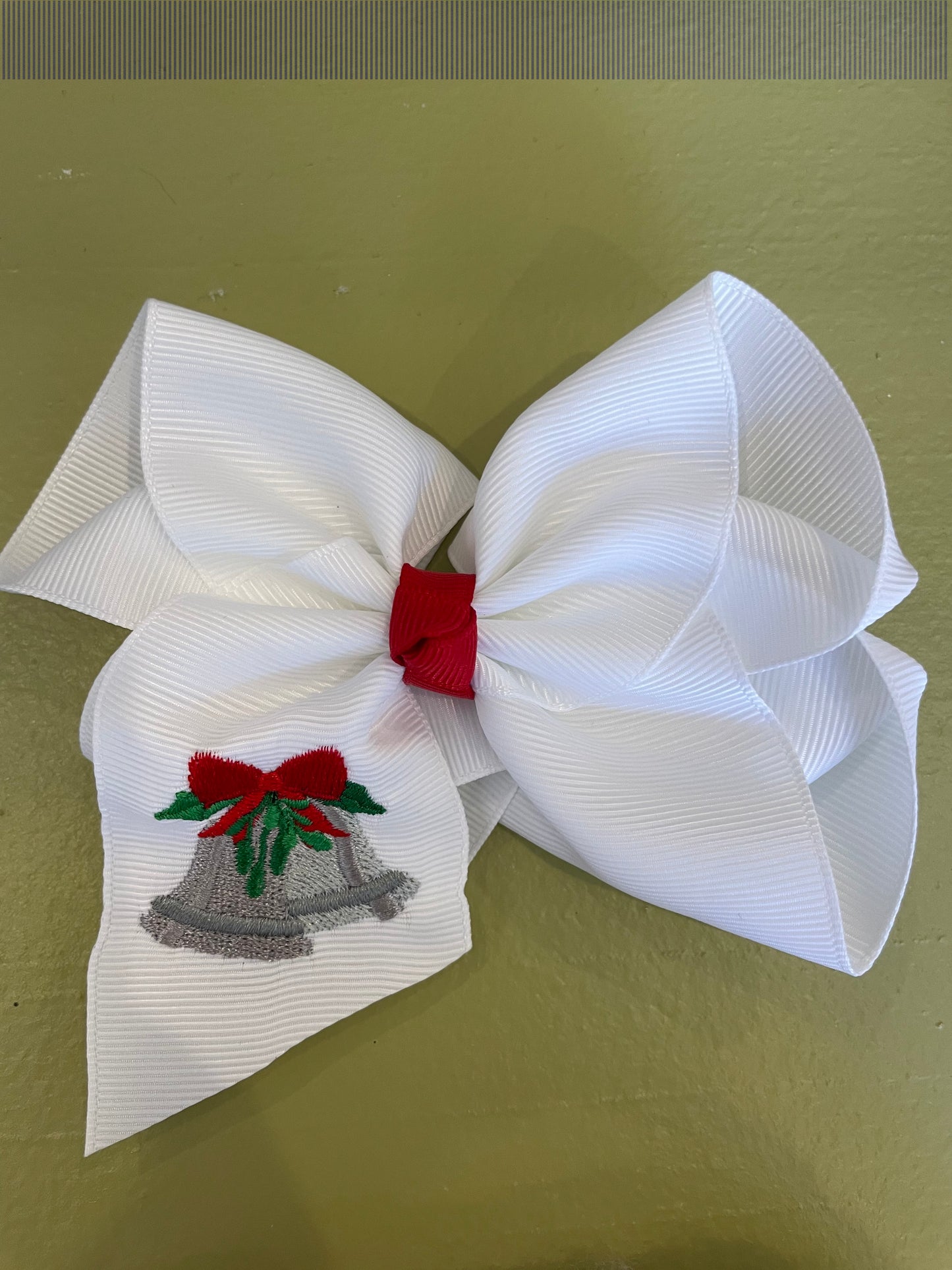 Christmas Embroidered Hair Bow