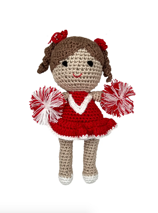 Cheerleader Bamboo Crochet Rattle