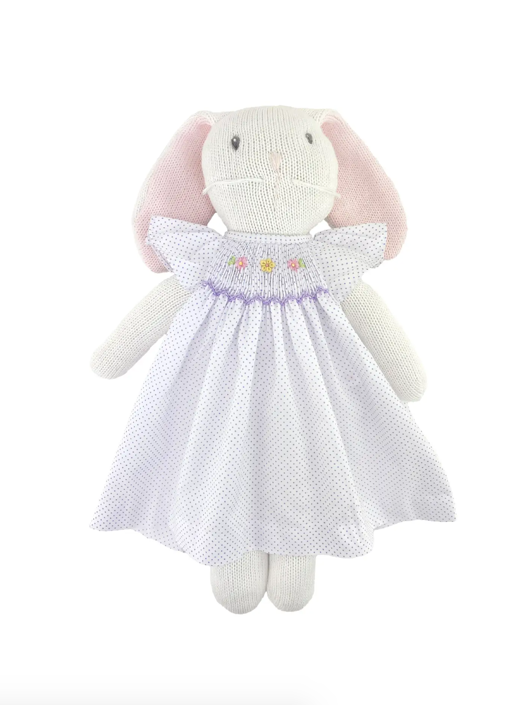 Knit Bunny Doll with Lavender Dot Dress