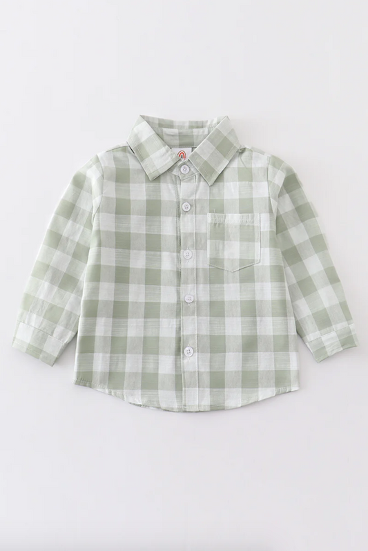 Sage Plaid Button Shirt