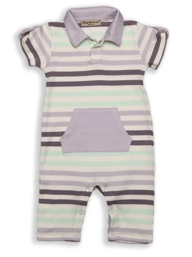 Stripe Organic Pima Long Playsuit