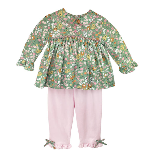 Teddy Bear Floral Top and Pant Set