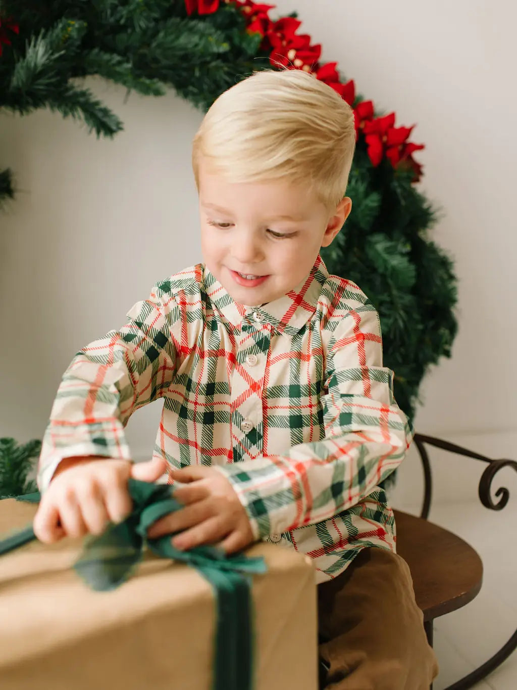 Christmas Plaid Button-Up