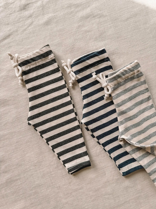 Navy Striped Baby Leggings